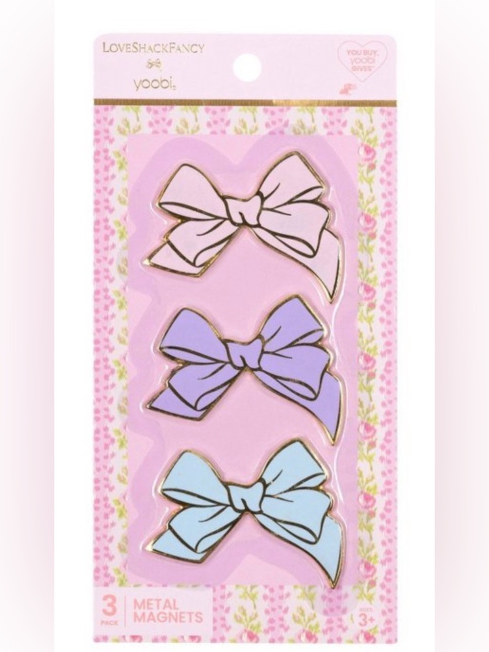 NWT. LoveShackFancy Kids Bow Magnet Set - Pink, Lavender, Light Blue